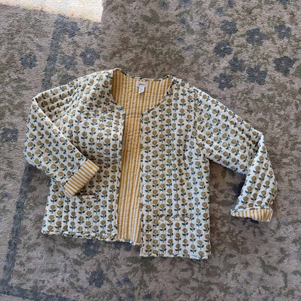 Floral Patterned Jacket with Yellow Accents